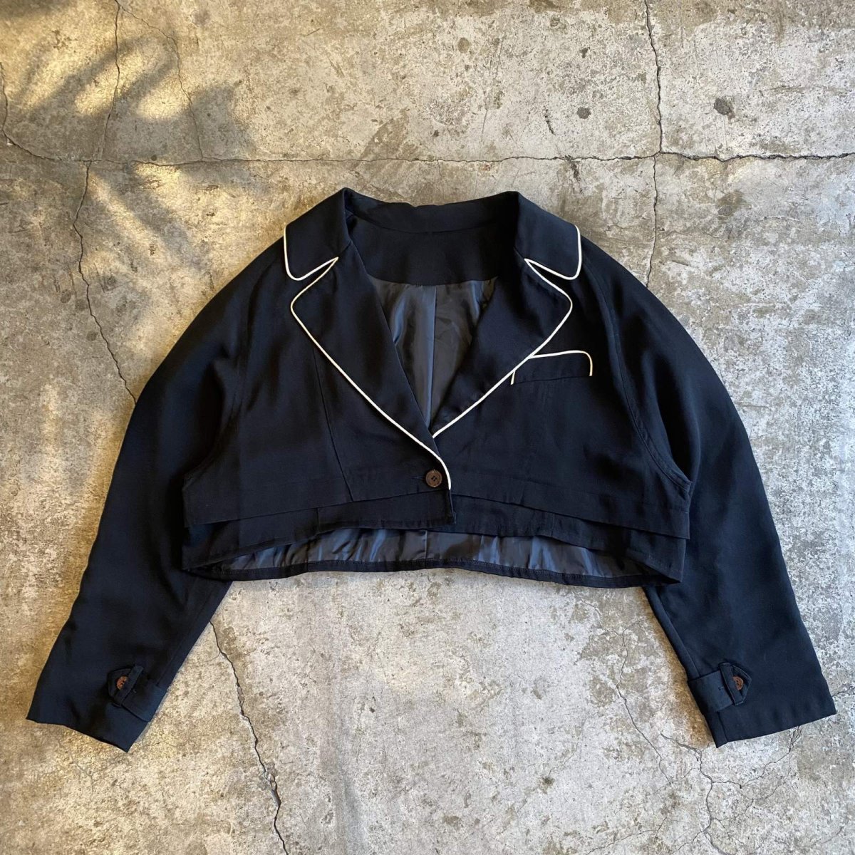 画像1: PIPING LINE DESIGN SHORT JACKET / Ladies L(M)  (1)