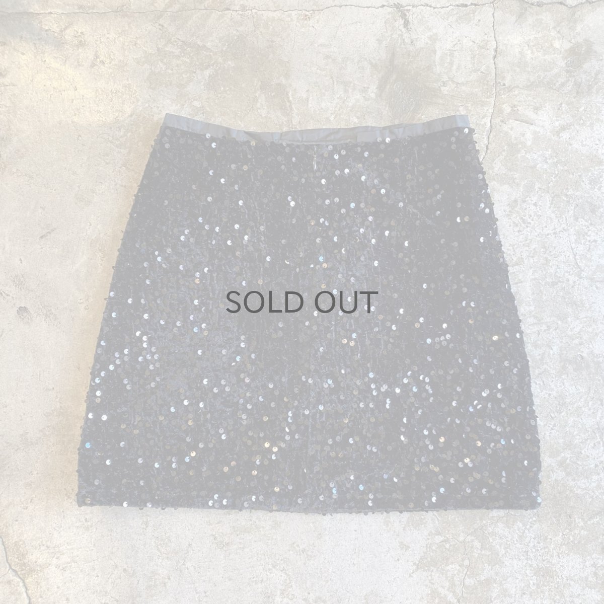 画像1: SEQUINS DESIGN BLACK COLOR VEIVET SKIRT / W27 (1)