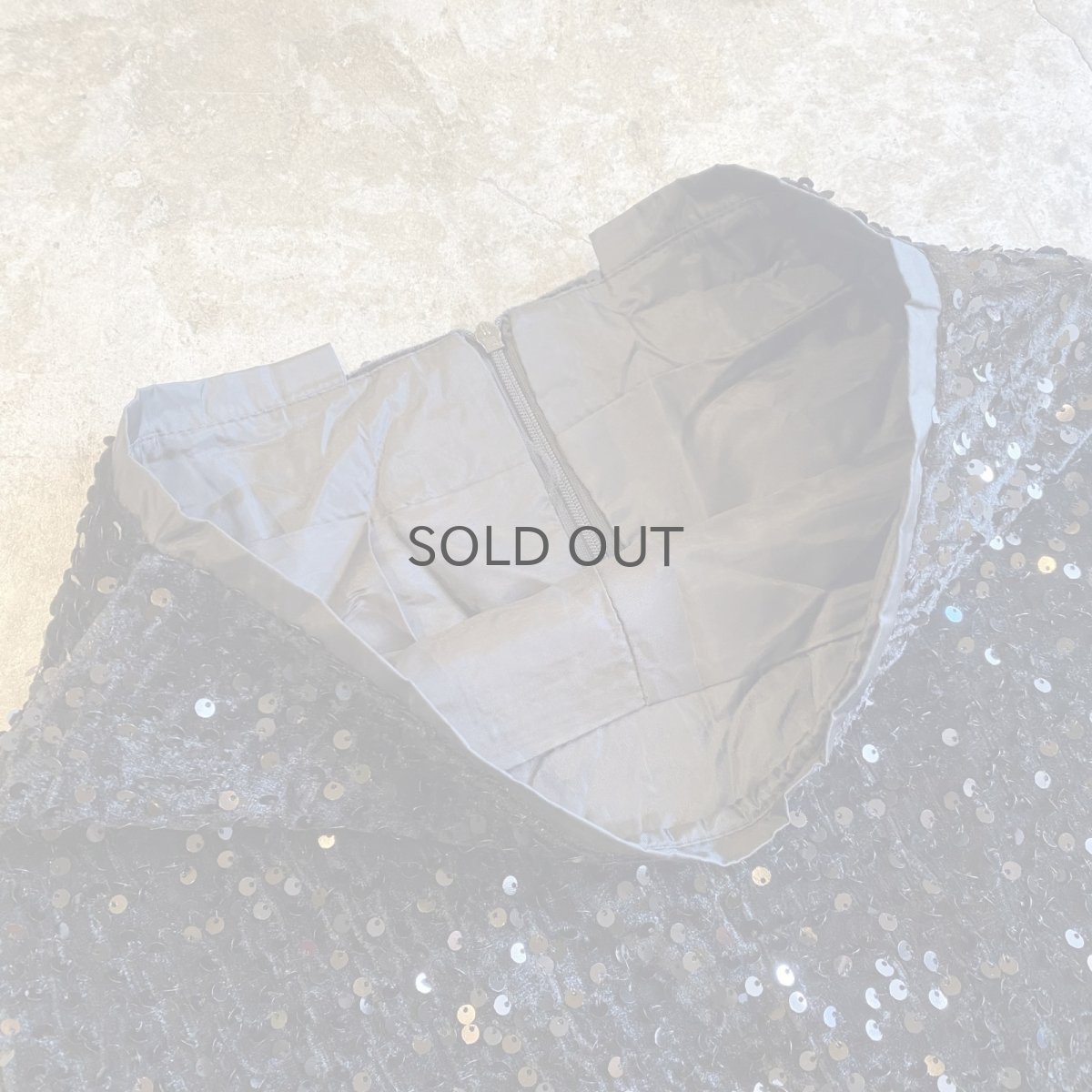 画像9: SEQUINS DESIGN BLACK COLOR VEIVET SKIRT / W27 (9)