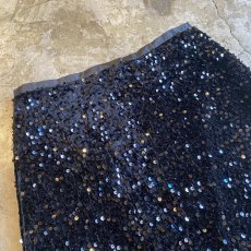 画像3: SEQUINS DESIGN BLACK COLOR VEIVET SKIRT / W27 (3)