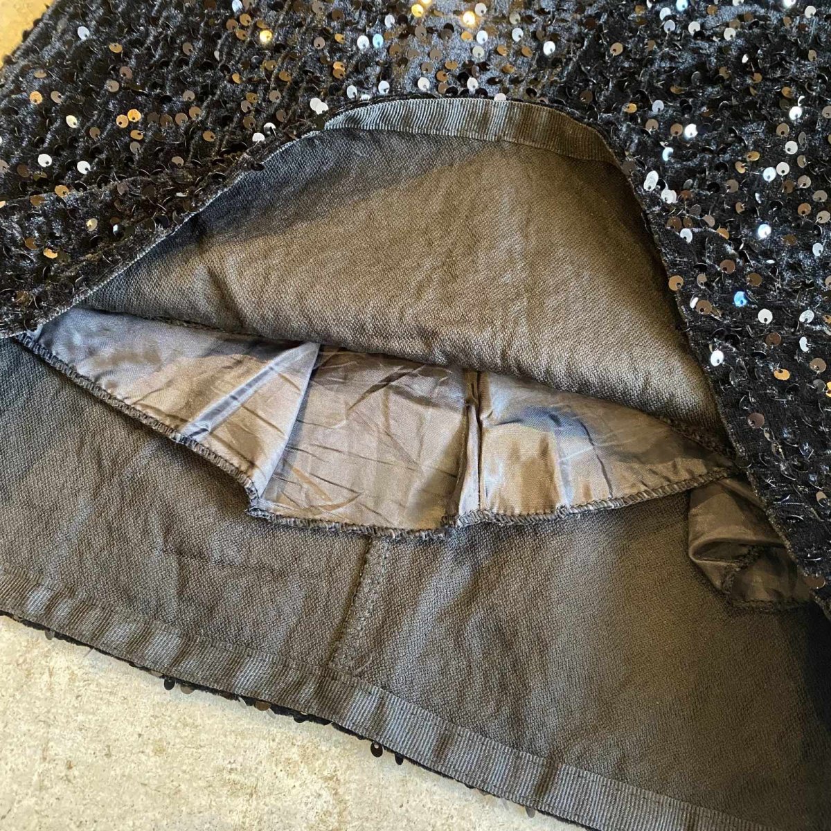 画像10: SEQUINS DESIGN BLACK COLOR VEIVET SKIRT / W27 (10)