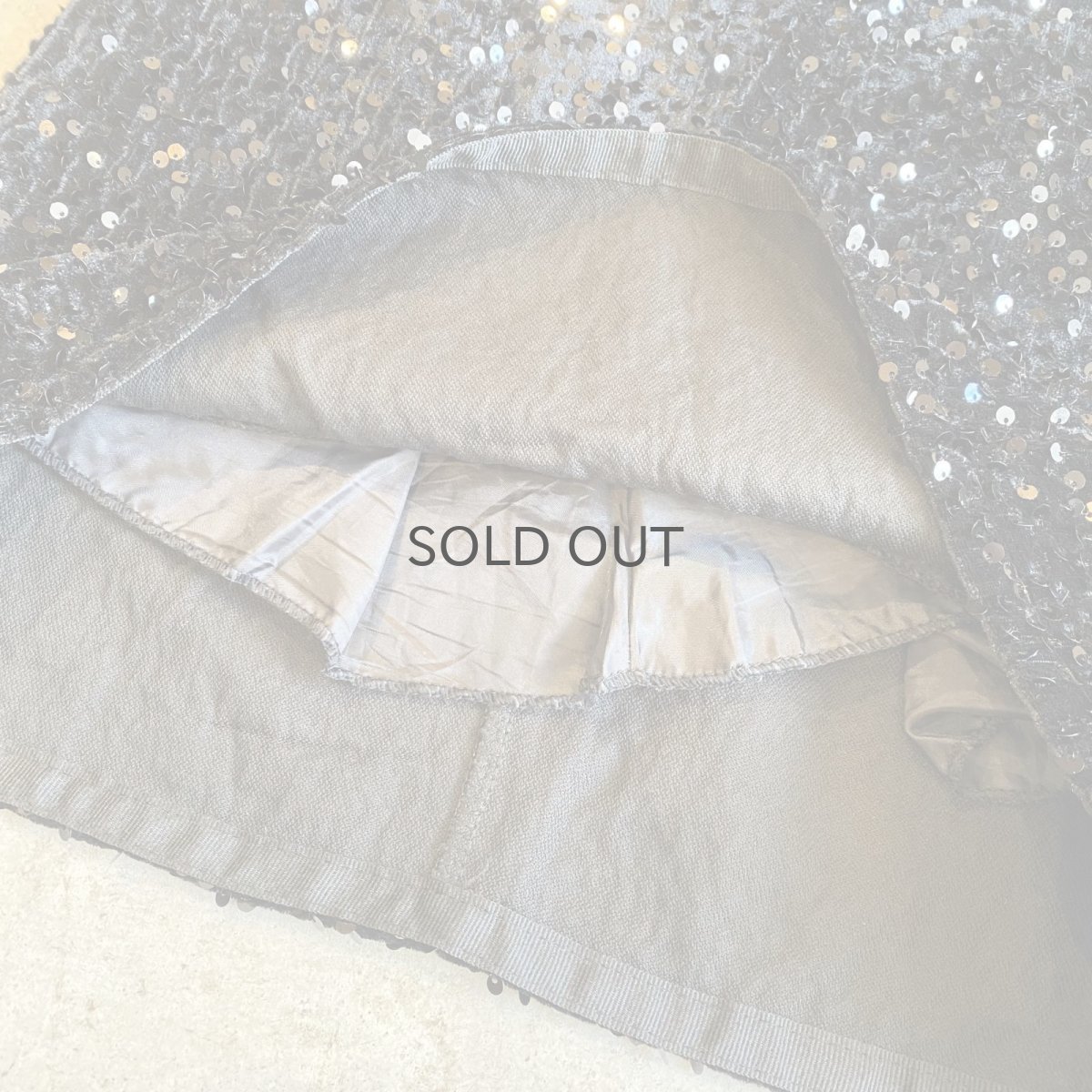 画像10: SEQUINS DESIGN BLACK COLOR VEIVET SKIRT / W27 (10)