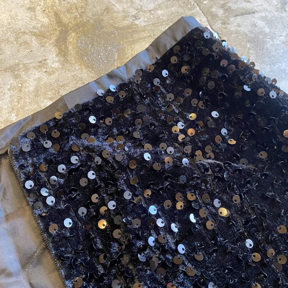 画像8: SEQUINS DESIGN BLACK COLOR VEIVET SKIRT / W27 (8)