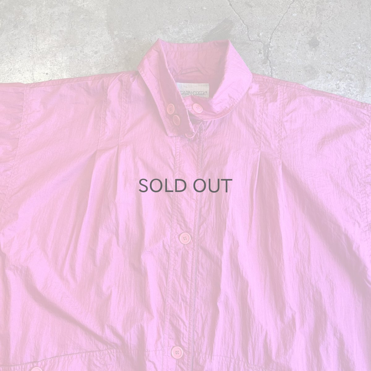 画像10: PINK COLOR VOLUME SLEEVE DESIGN HALF NECK NYLON JACKET / Ladies XL(ONE SIZE) (10)
