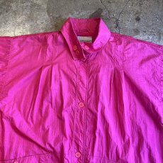 画像10: PINK COLOR VOLUME SLEEVE DESIGN HALF NECK NYLON JACKET / Ladies XL(ONE SIZE) (10)