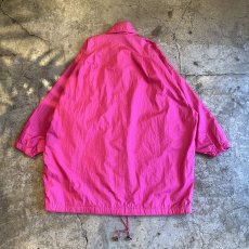 画像2: PINK COLOR VOLUME SLEEVE DESIGN HALF NECK NYLON JACKET / Ladies XL(ONE SIZE) (2)