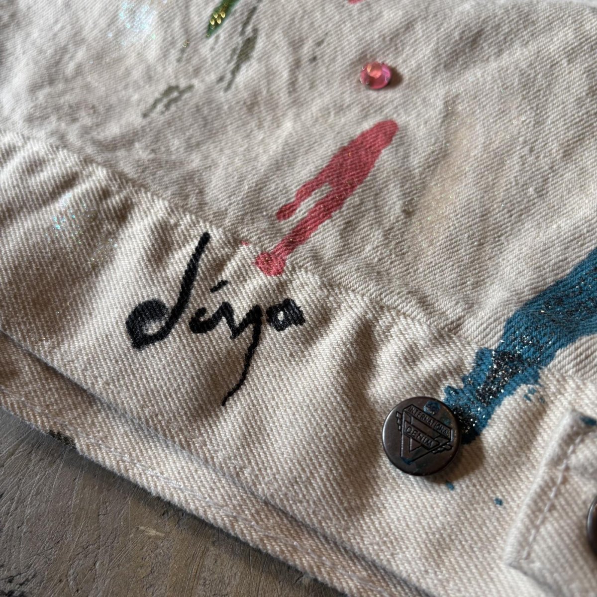 画像10: LAME PAINTED & STONE DECORATIVE COTTON JACKET / Mens M / MADE IN CANADA (10)