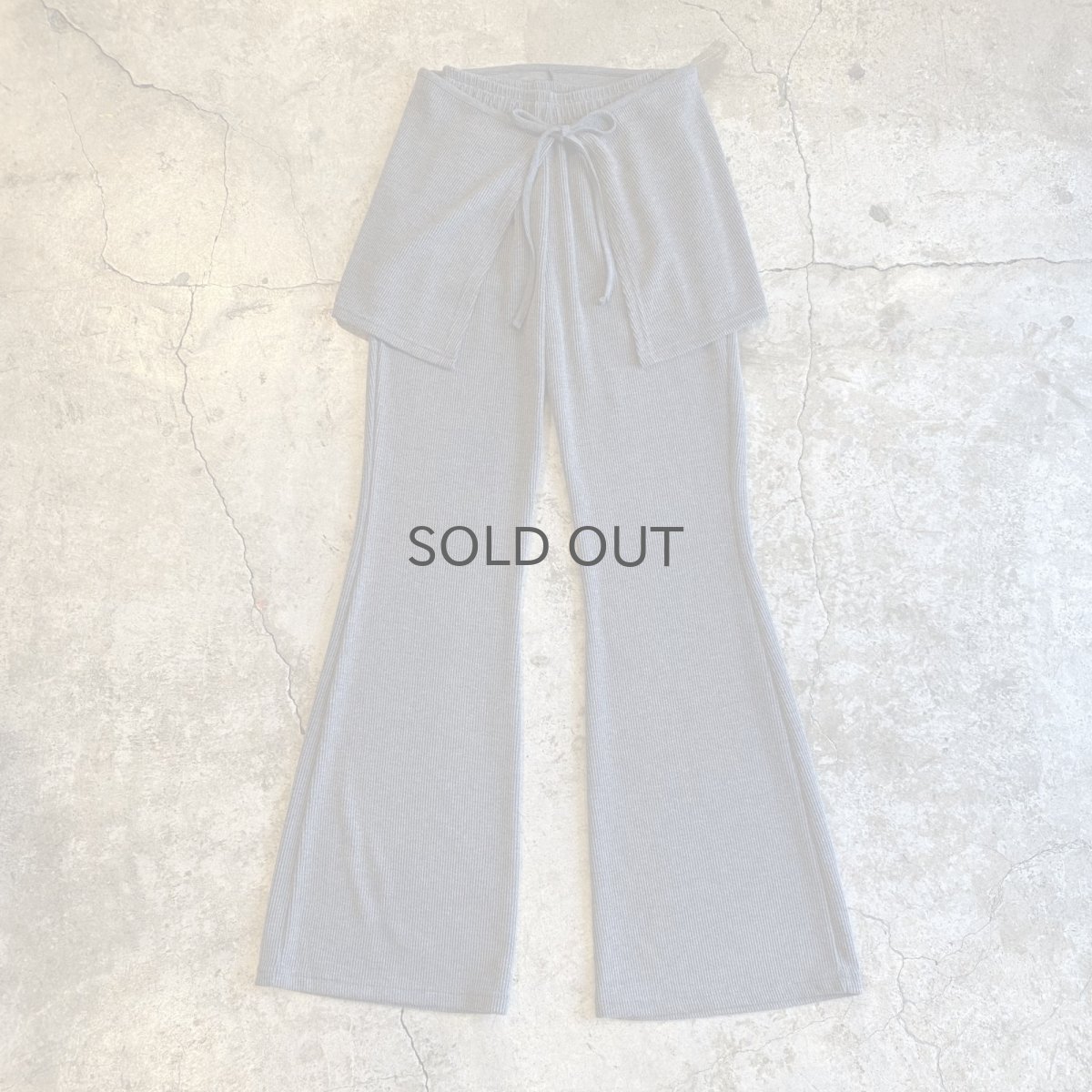 画像1: 【WONDERGROUND】RIB KNIT LAYERED WRAP PANTS / CHARCOAL / OS (1)