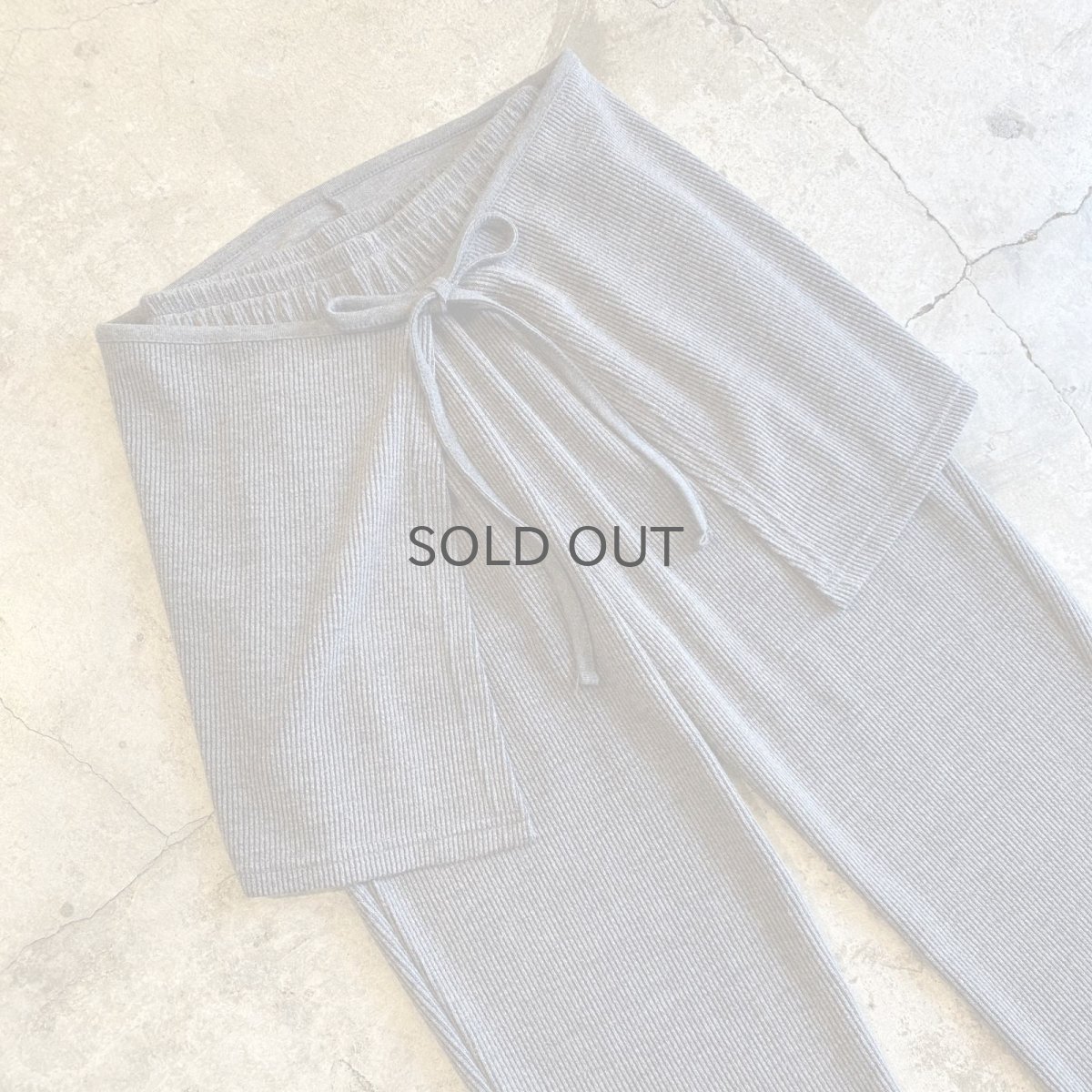 画像4: 【WONDERGROUND】RIB KNIT LAYERED WRAP PANTS / CHARCOAL / OS (4)