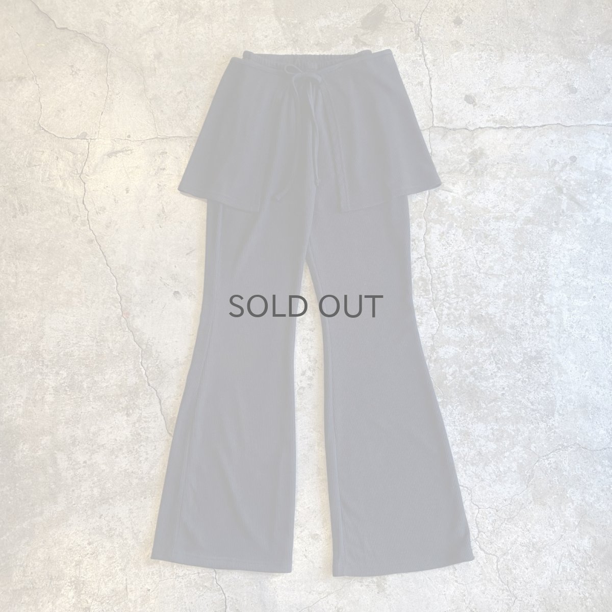 画像1: 【WONDERGROUND】RIB KNIT LAYERED WRAP PANTS / BLACK / OS (1)