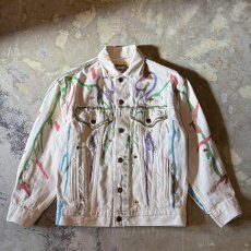 画像1: LAME PAINTED & STONE DECORATIVE COTTON JACKET / Mens M / MADE IN CANADA (1)