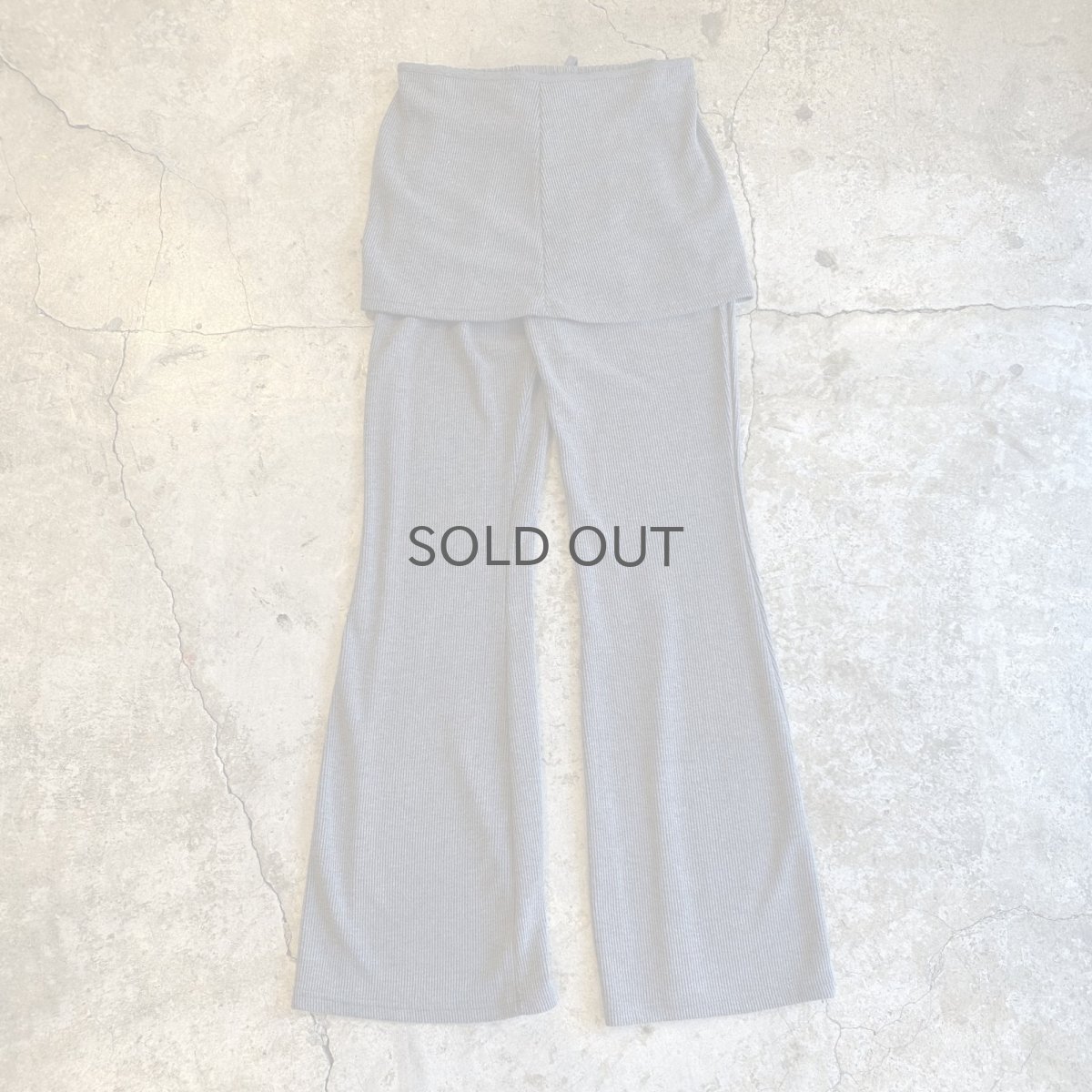 画像2: 【WONDERGROUND】RIB KNIT LAYERED WRAP PANTS / CHARCOAL / OS (2)