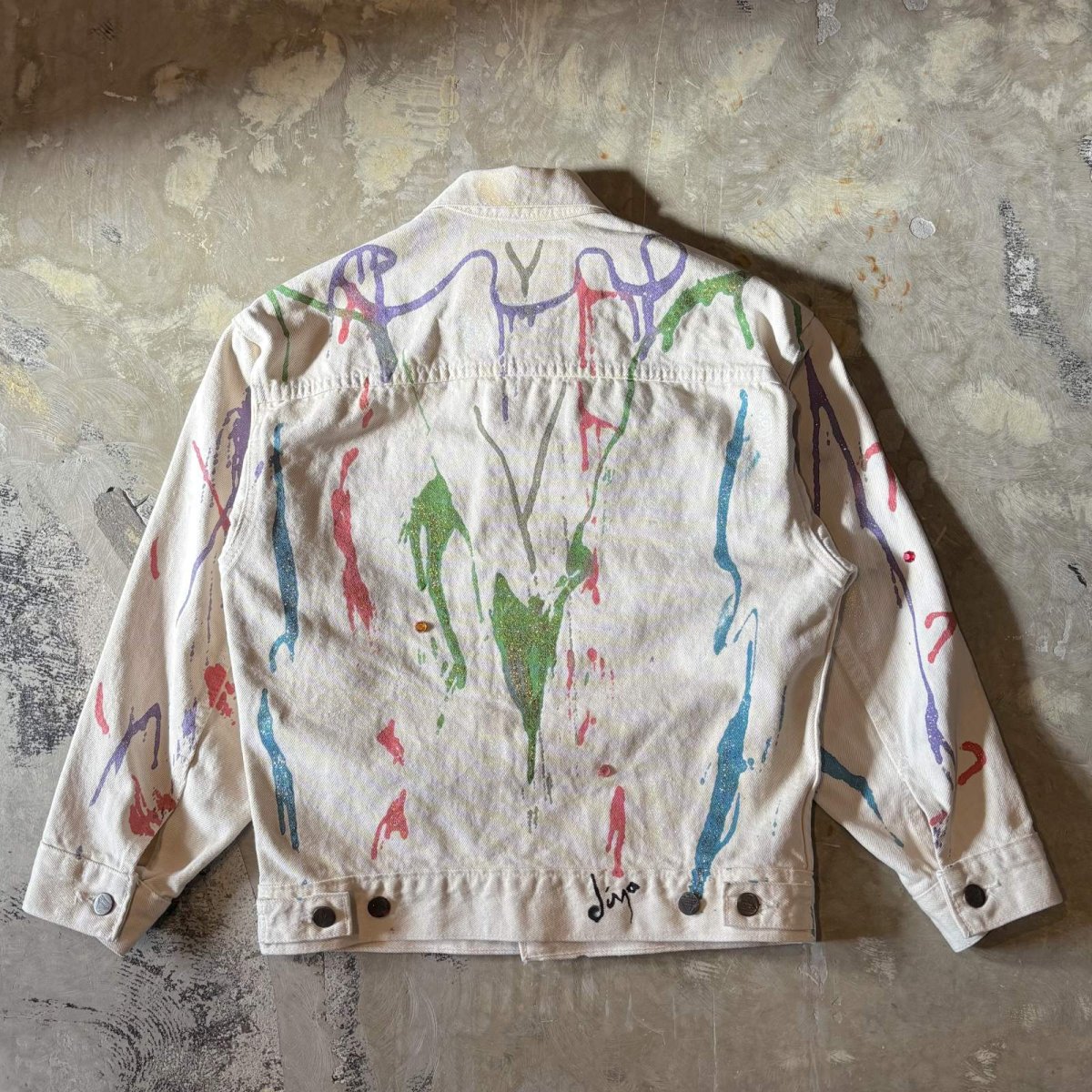 画像2: LAME PAINTED & STONE DECORATIVE COTTON JACKET / Mens M / MADE IN CANADA (2)