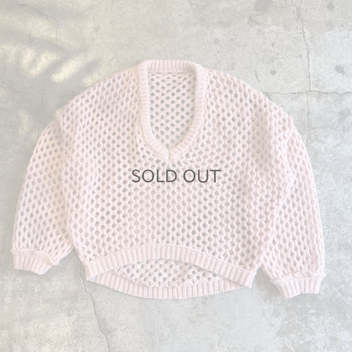 画像1: PINK COLOR MESH DESIGN L/S KNIT TOPS / Ladies L (1)