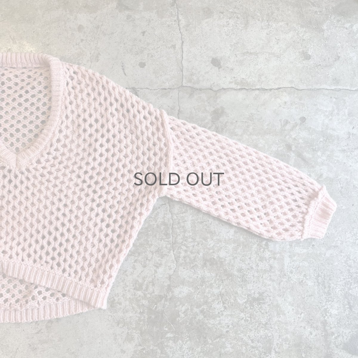 画像8: PINK COLOR MESH DESIGN L/S KNIT TOPS / Ladies L (8)
