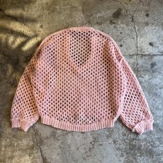 画像2: PINK COLOR MESH DESIGN L/S KNIT TOPS / Ladies L (2)