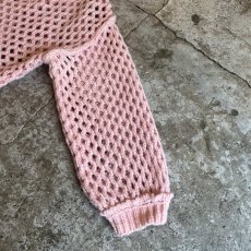画像7: PINK COLOR MESH DESIGN L/S KNIT TOPS / Ladies L (7)