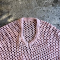 画像9: PINK COLOR MESH DESIGN L/S KNIT TOPS / Ladies L (9)