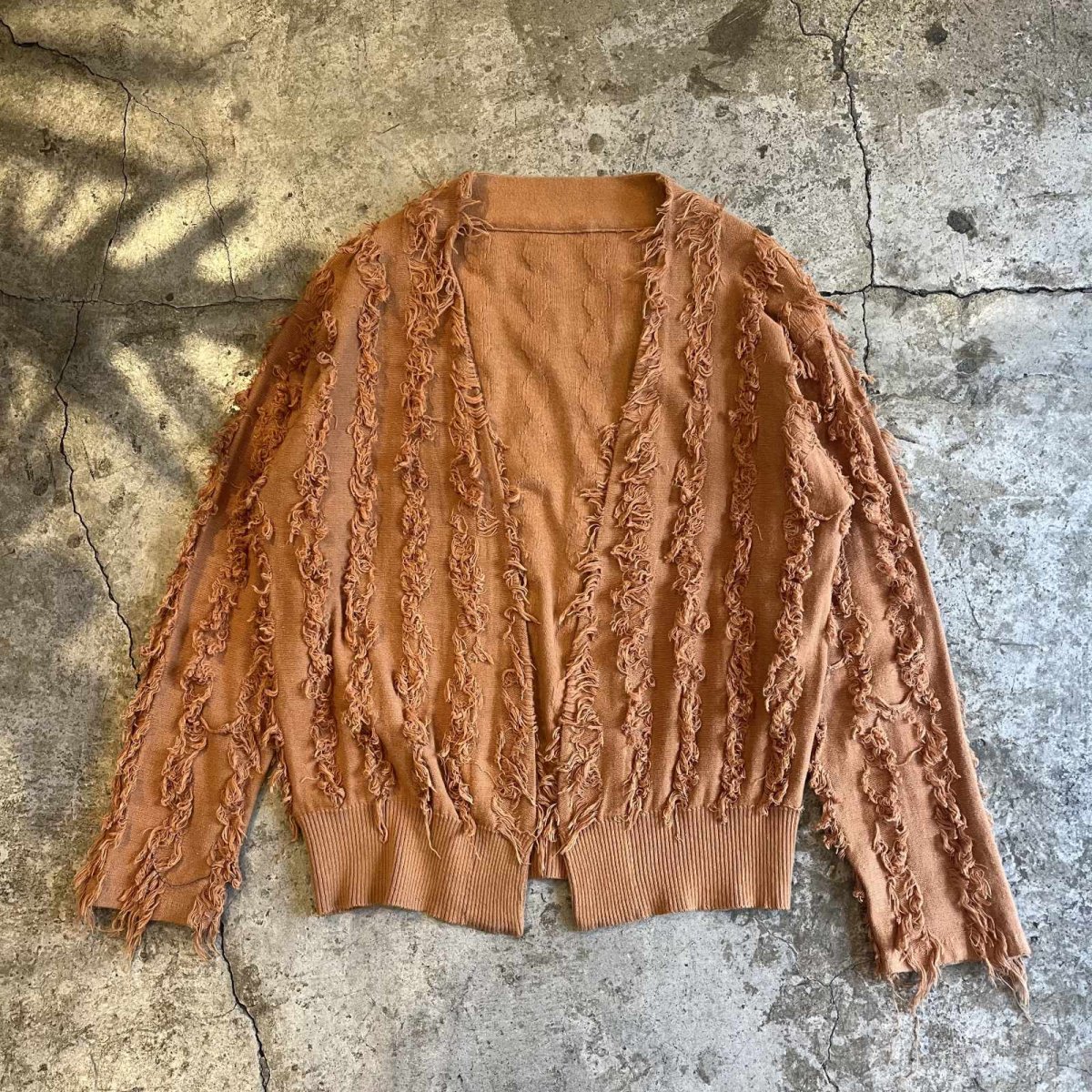 画像1: ALL OVER SHORT FRINGE LINE DESIGN L/S CARDIGAN / Ladies L (1)