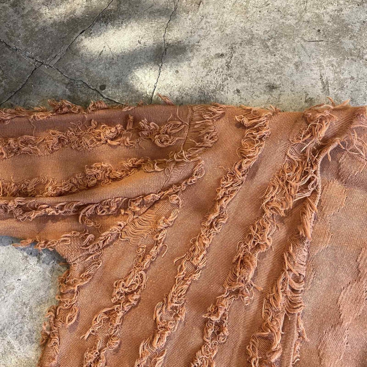 画像9: ALL OVER SHORT FRINGE LINE DESIGN L/S CARDIGAN / Ladies L (9)