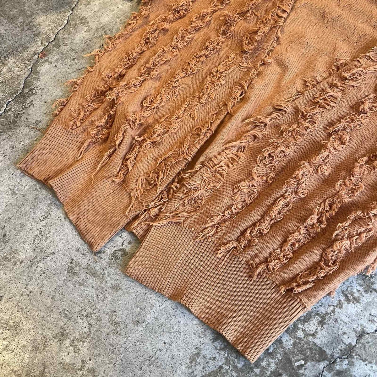 画像4: ALL OVER SHORT FRINGE LINE DESIGN L/S CARDIGAN / Ladies L (4)