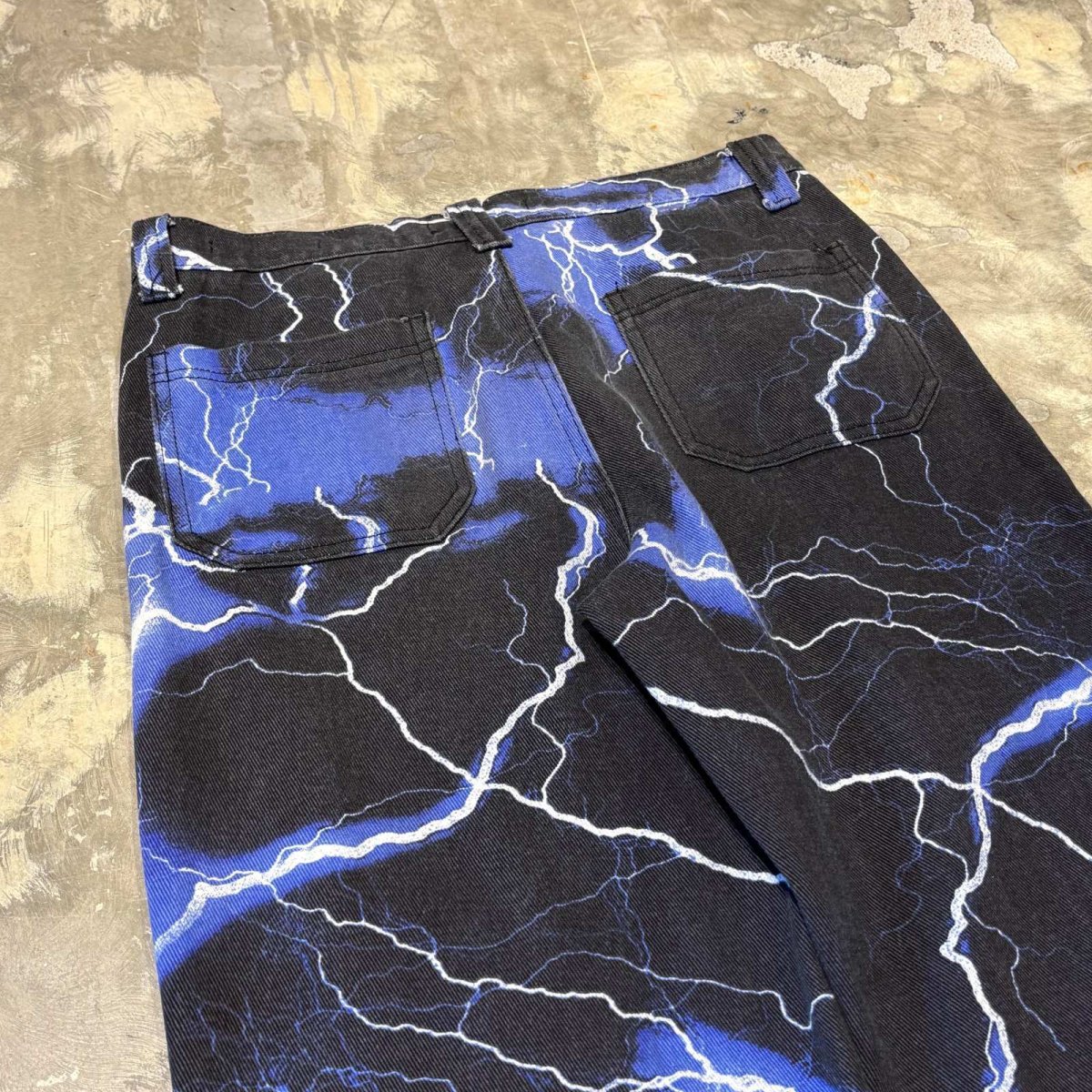 画像9: ALL OVER THUNDER GRAPHIC PATTERN STRAIGHT PANTS / W30 (9)