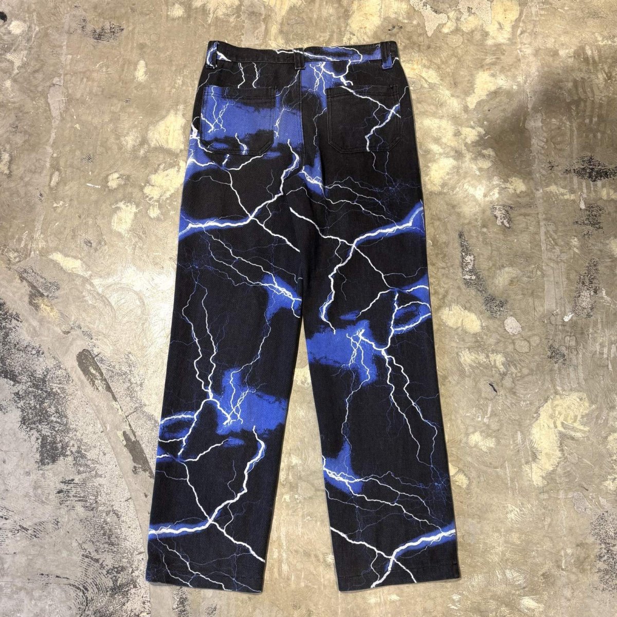 画像2: ALL OVER THUNDER GRAPHIC PATTERN STRAIGHT PANTS / W30 (2)