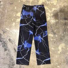 画像2: ALL OVER THUNDER GRAPHIC PATTERN STRAIGHT PANTS / W30 (2)