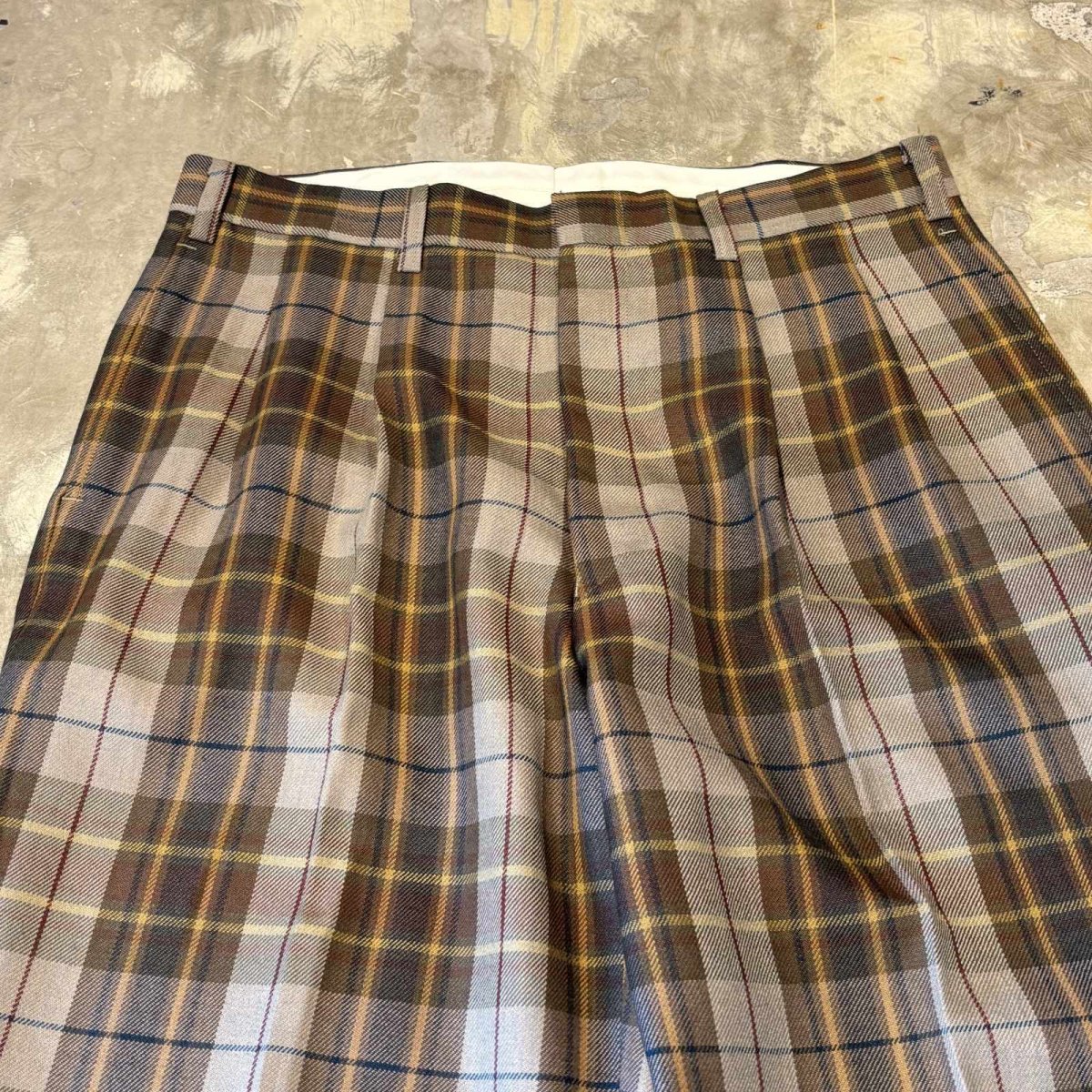 画像10: ALL OVER CHECK PATTERN WIDE SILHOUETTE SLACKS / W32 (10)