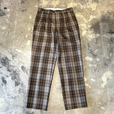 画像1: ALL OVER CHECK PATTERN WIDE SILHOUETTE SLACKS / W32 (1)
