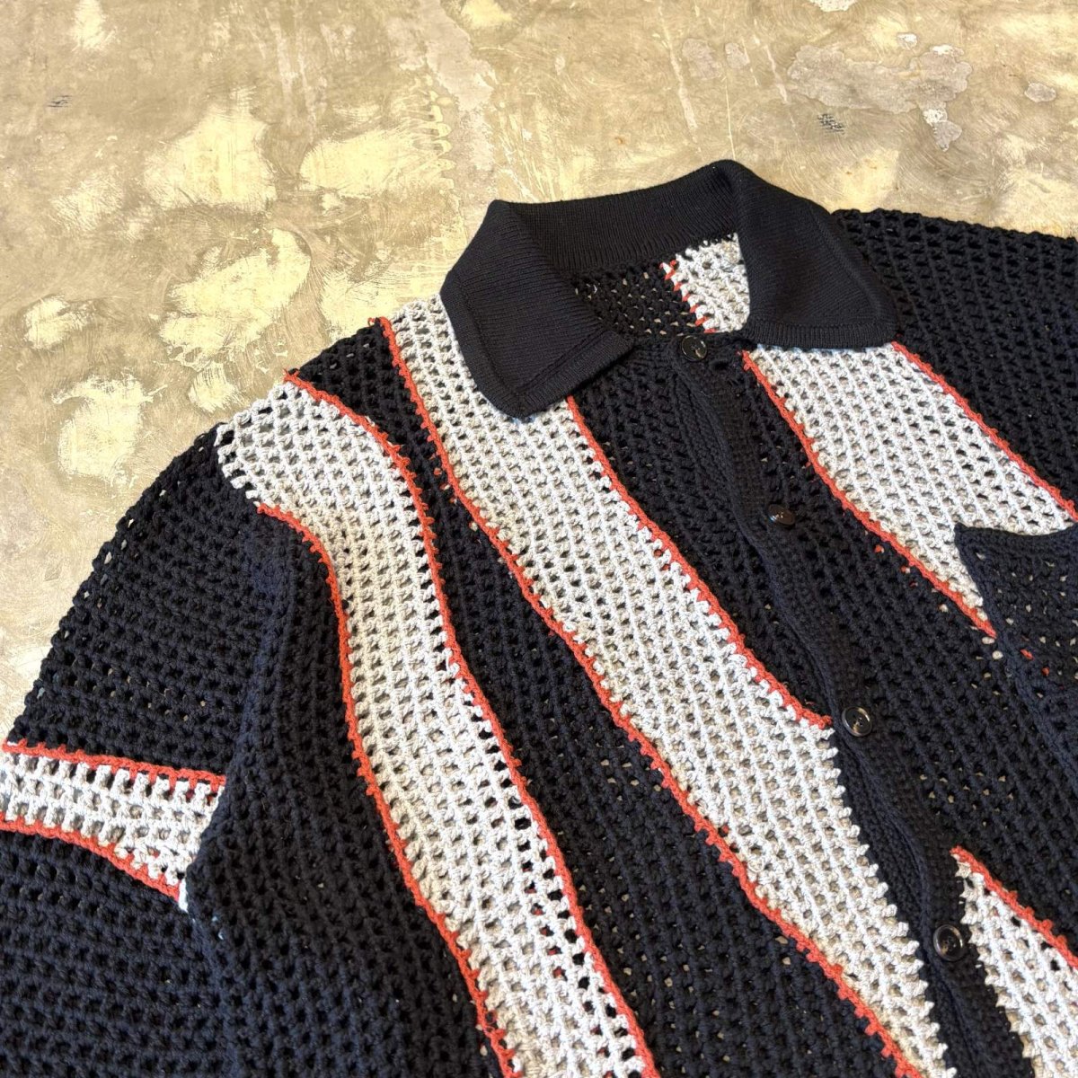 画像3: COLOR DESIGN SWITCHED MESH L/S SHIRT / Mens L (3)