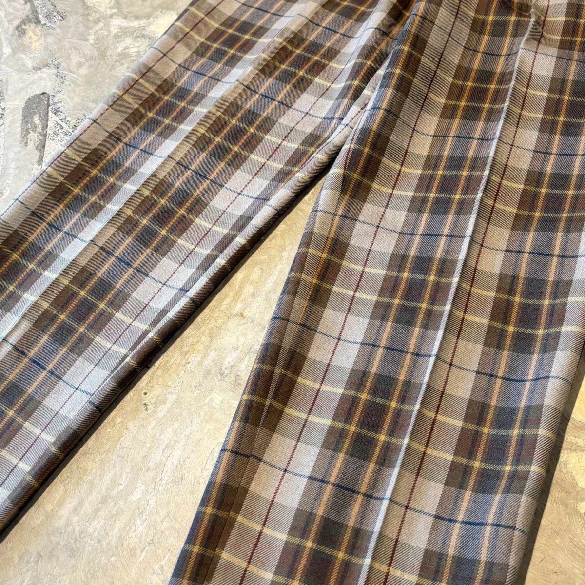 画像6: ALL OVER CHECK PATTERN WIDE SILHOUETTE SLACKS / W32 (6)
