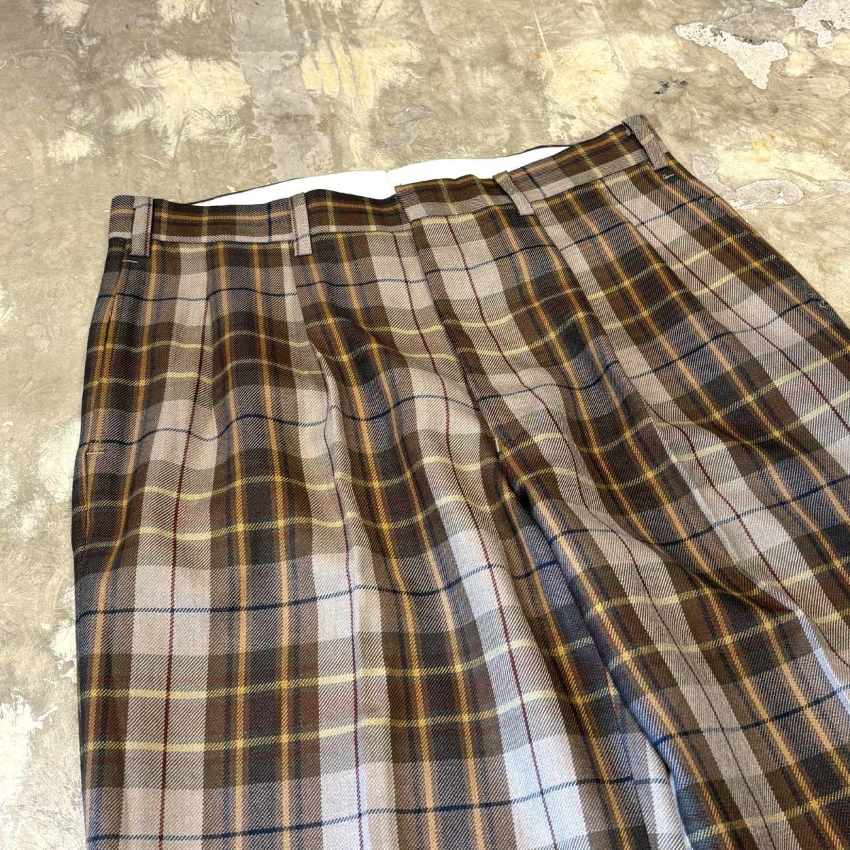 画像3: ALL OVER CHECK PATTERN WIDE SILHOUETTE SLACKS / W32 (3)
