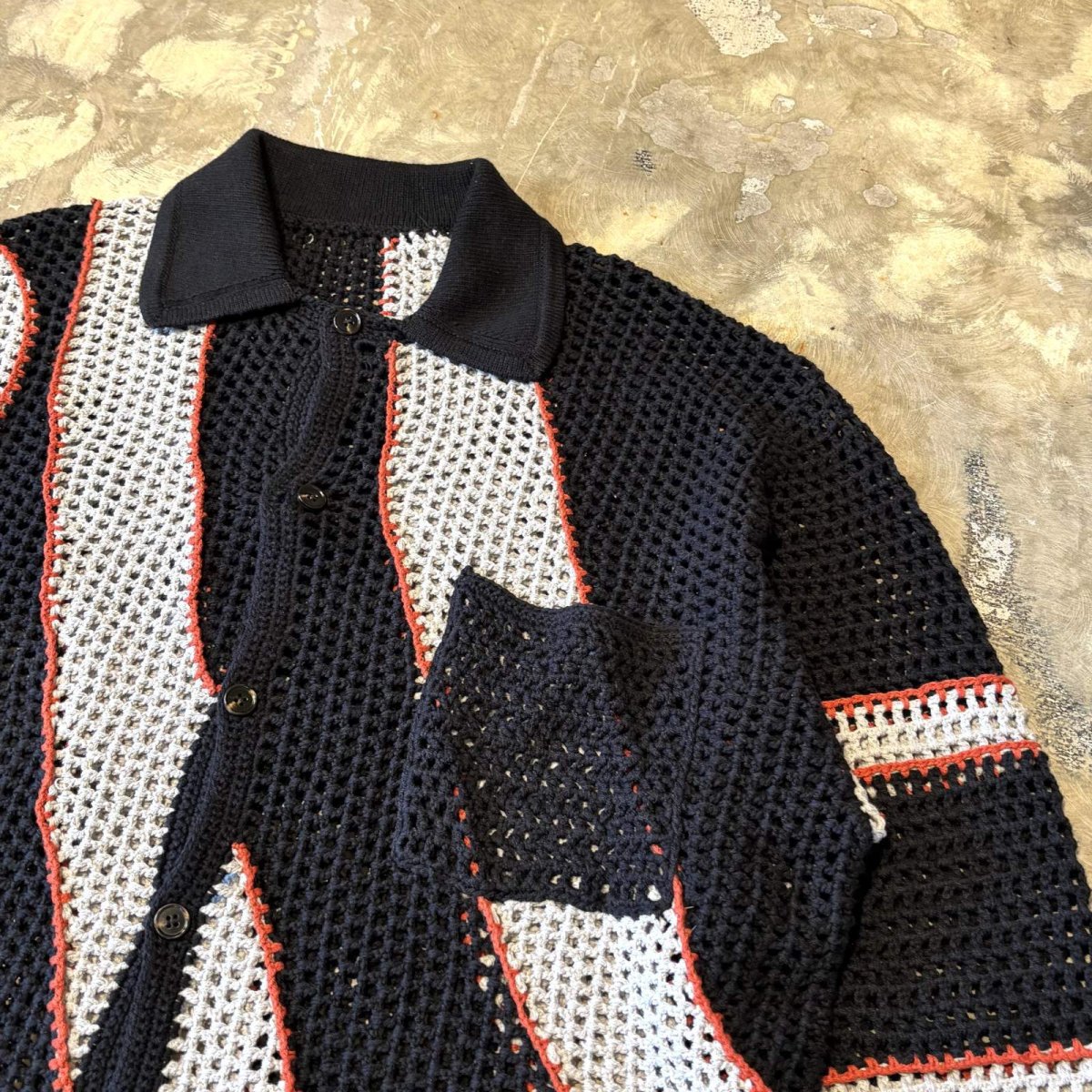 画像4: COLOR DESIGN SWITCHED MESH L/S SHIRT / Mens L (4)