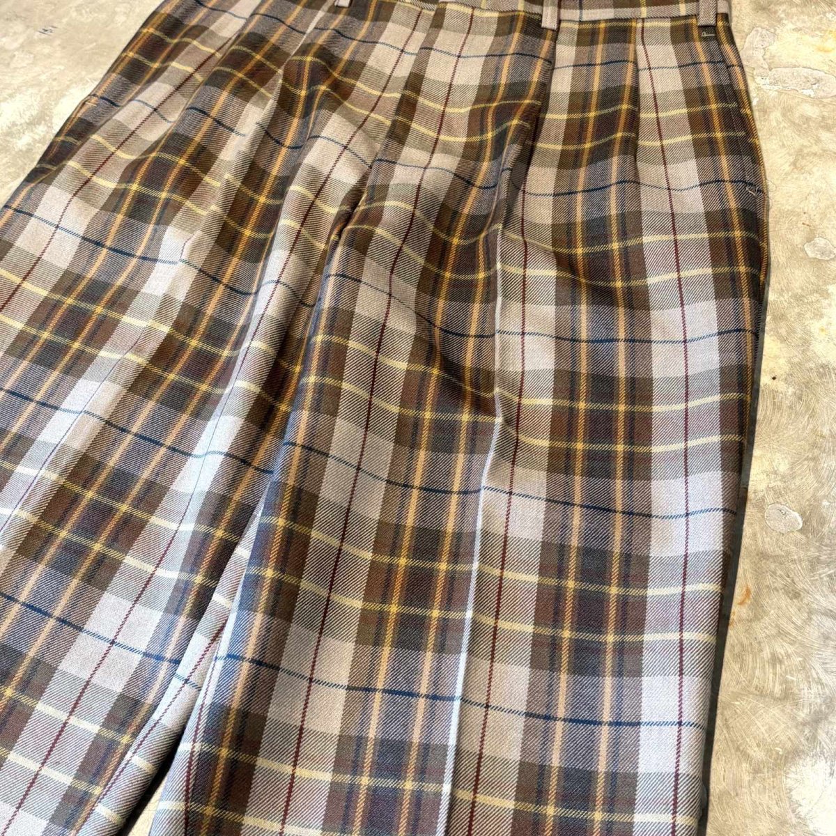 画像4: ALL OVER CHECK PATTERN WIDE SILHOUETTE SLACKS / W32 (4)