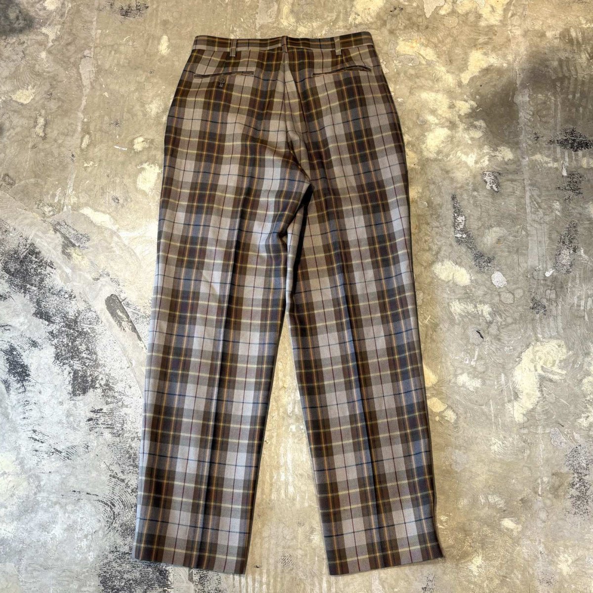 画像2: ALL OVER CHECK PATTERN WIDE SILHOUETTE SLACKS / W32 (2)