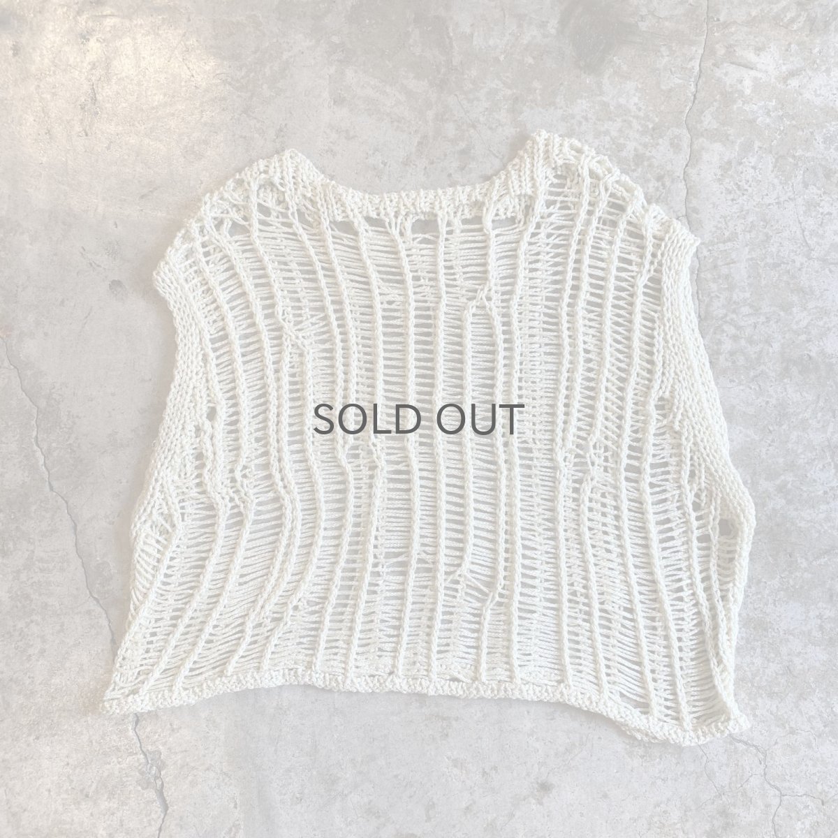 画像2: IVORY COLOR GLITTER DESIGN  CROCHET VEST / Ladies M (2)