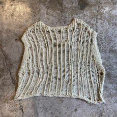画像2: IVORY COLOR GLITTER DESIGN  CROCHET VEST / Ladies M (2)