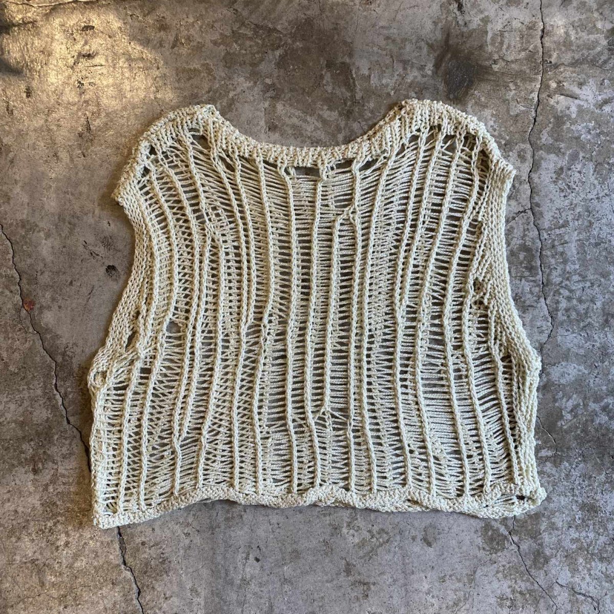 画像1: IVORY COLOR GLITTER DESIGN  CROCHET VEST / Ladies M (1)