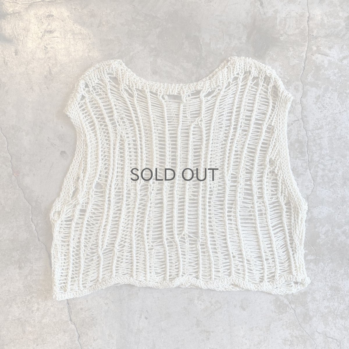 画像1: IVORY COLOR GLITTER DESIGN  CROCHET VEST / Ladies M (1)