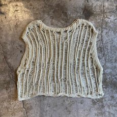 画像1: IVORY COLOR GLITTER DESIGN  CROCHET VEST / Ladies M (1)