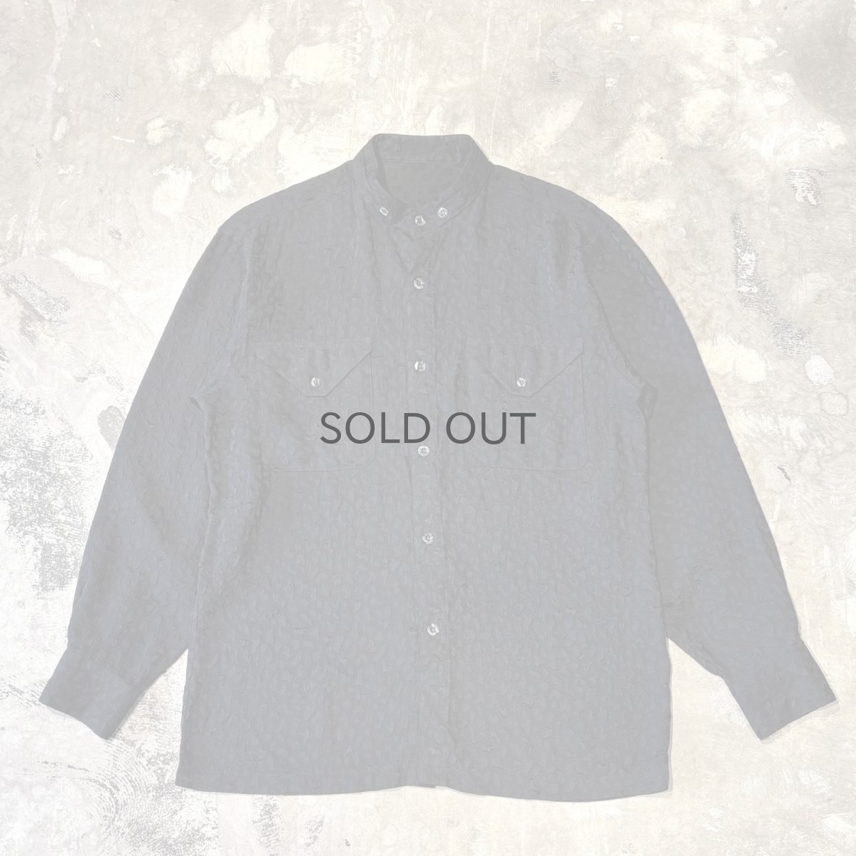 画像1: ALL OVER EMBOSSED PATTERN STAND COLLAR L/S SHIRT / Mens M(L) (1)