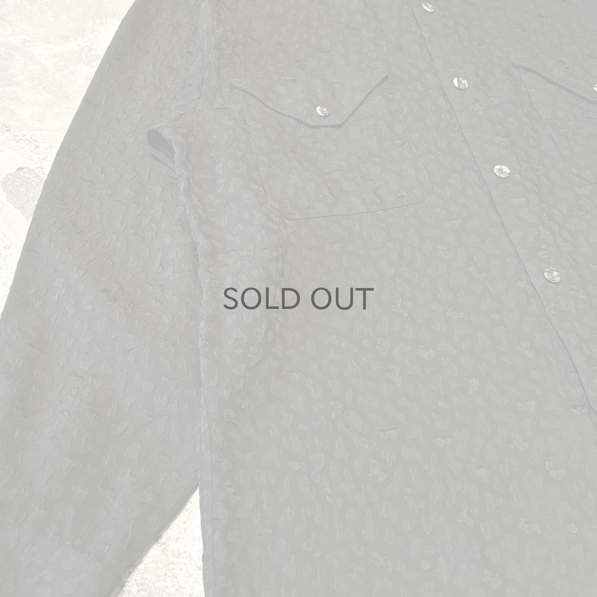 画像5: ALL OVER EMBOSSED PATTERN STAND COLLAR L/S SHIRT / Mens M(L) (5)