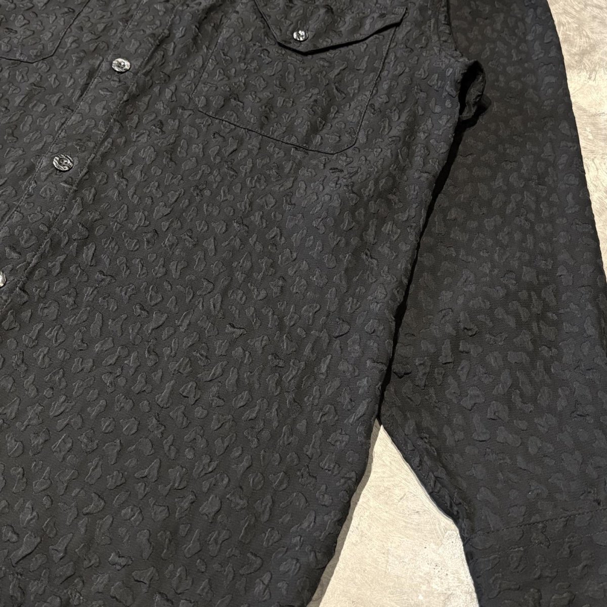 画像6: ALL OVER EMBOSSED PATTERN STAND COLLAR L/S SHIRT / Mens M(L) (6)