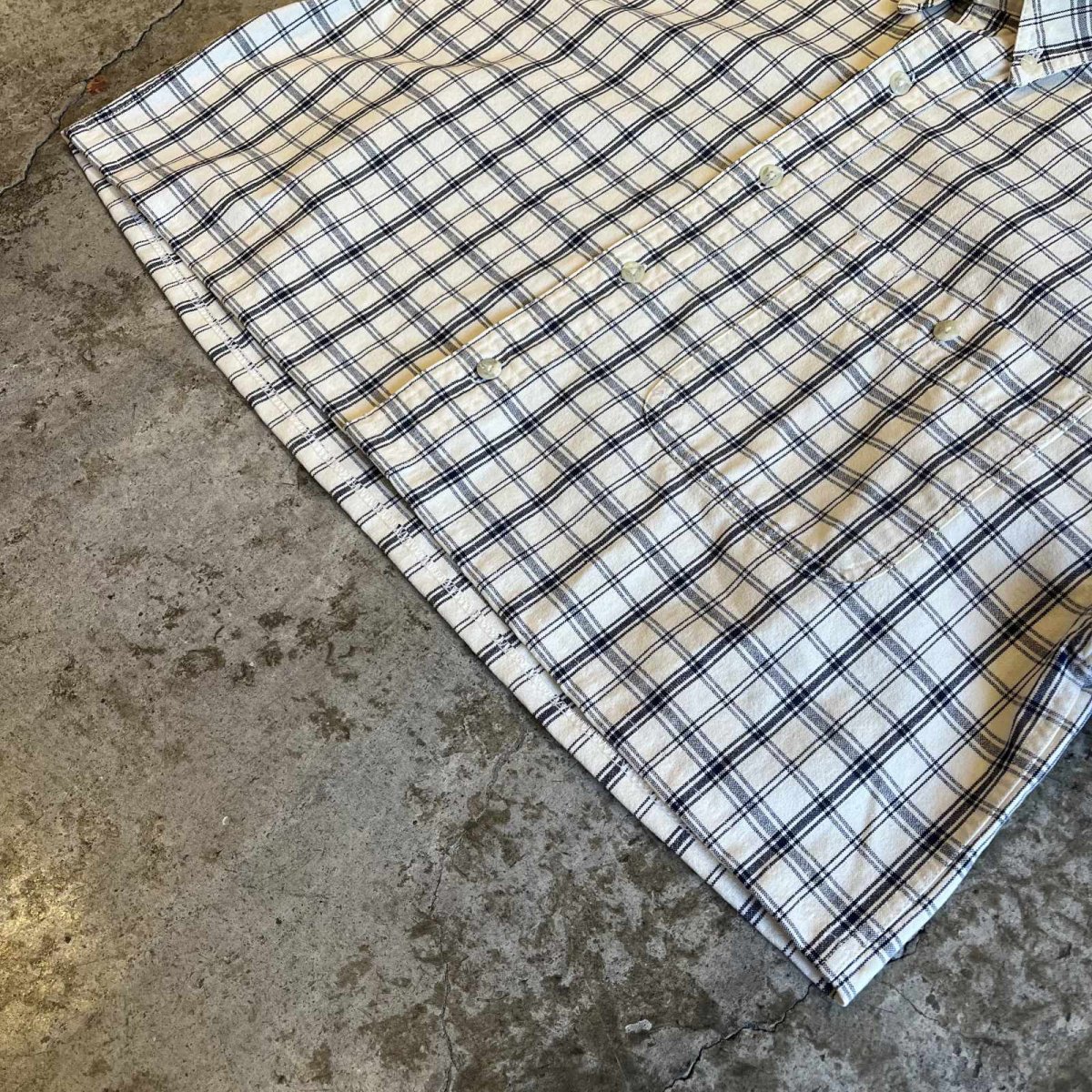 画像4: MADRAS CHECK PATTERN SHORT DESIGN L/S SHIRT / Ladies L(M) (4)
