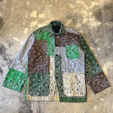 画像1: ALL OVER PAISLEY PATTERN PATCHWORKED SHIRT JACKET / Mens XL (1)