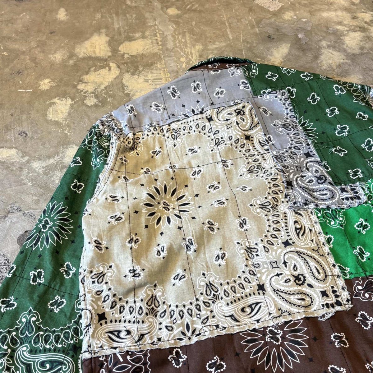 画像9: ALL OVER PAISLEY PATTERN PATCHWORKED SHIRT JACKET / Mens XL (9)