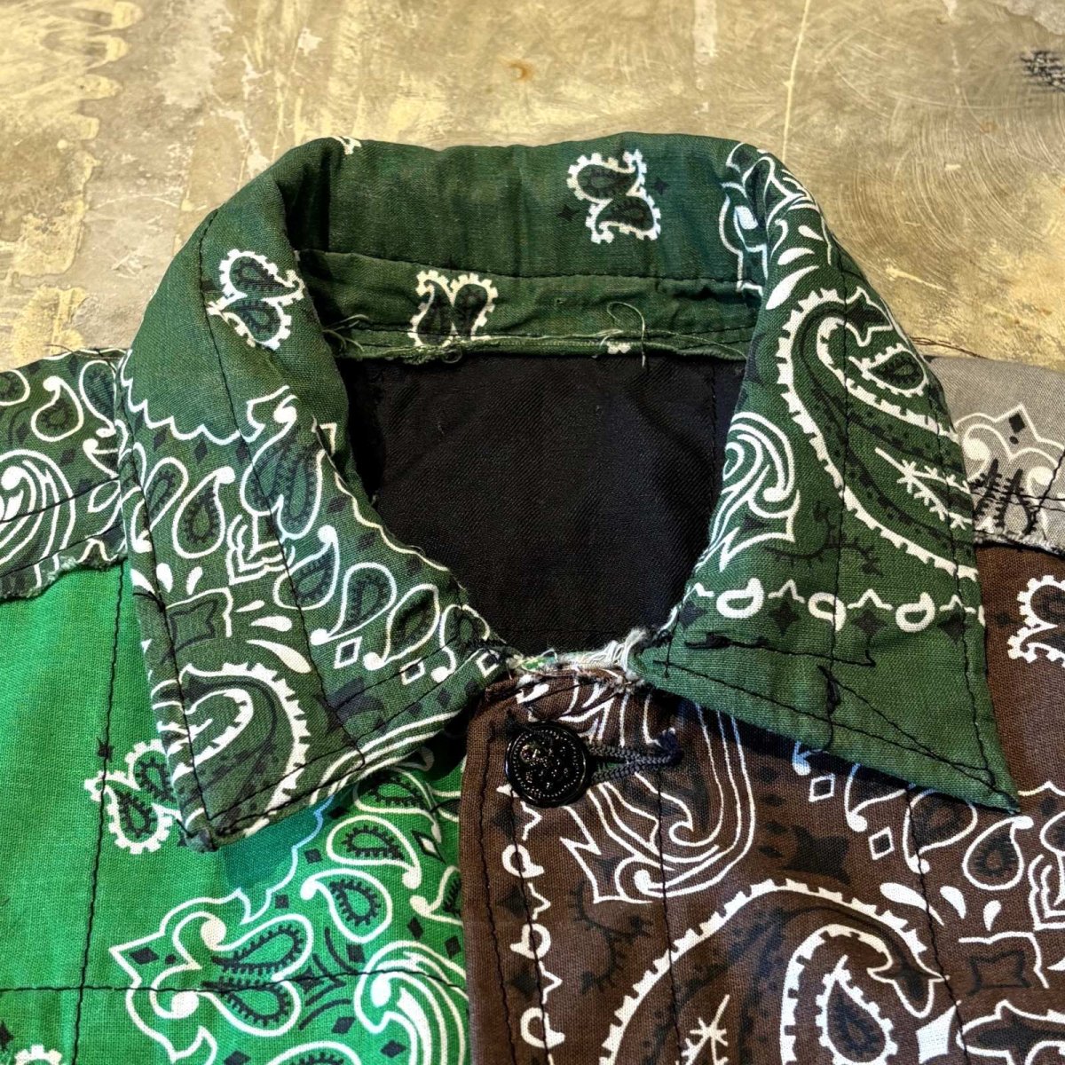 画像10: ALL OVER PAISLEY PATTERN PATCHWORKED SHIRT JACKET / Mens XL (10)