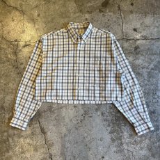 画像1: MADRAS CHECK PATTERN SHORT DESIGN L/S SHIRT / Ladies L(M) (1)