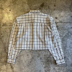 画像2: MADRAS CHECK PATTERN SHORT DESIGN L/S SHIRT / Ladies L(M) (2)